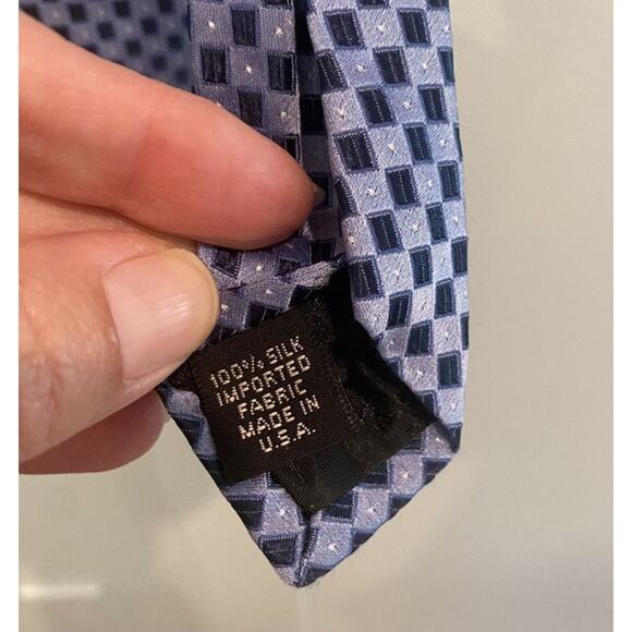 Murano 100% Silk Tie Blue Check Made In USA READ - Picture 4 of 12
